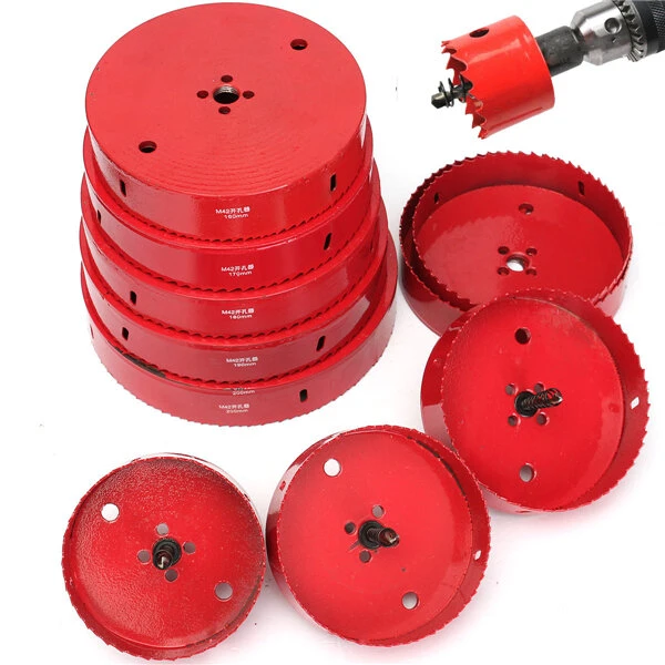 M42 Bi-Metal Hole Saw Cutter - 110-200mm Set | For Iron, Wood, Aluminum